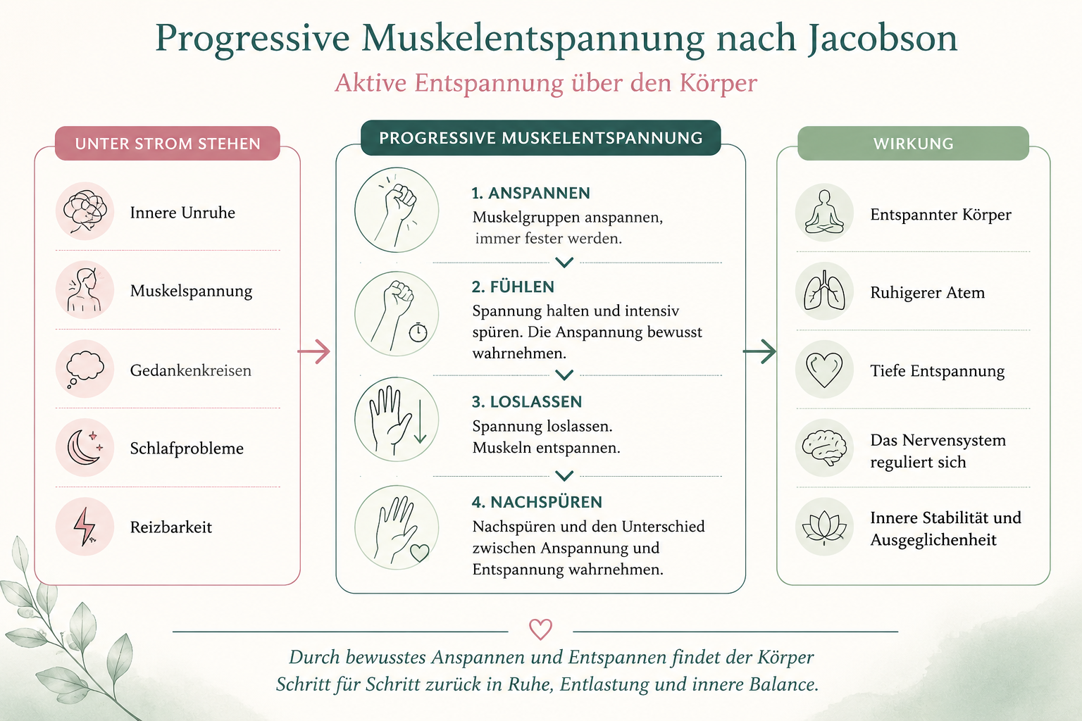 Schaubild Progressive Muskelentspannung nach Jacobson